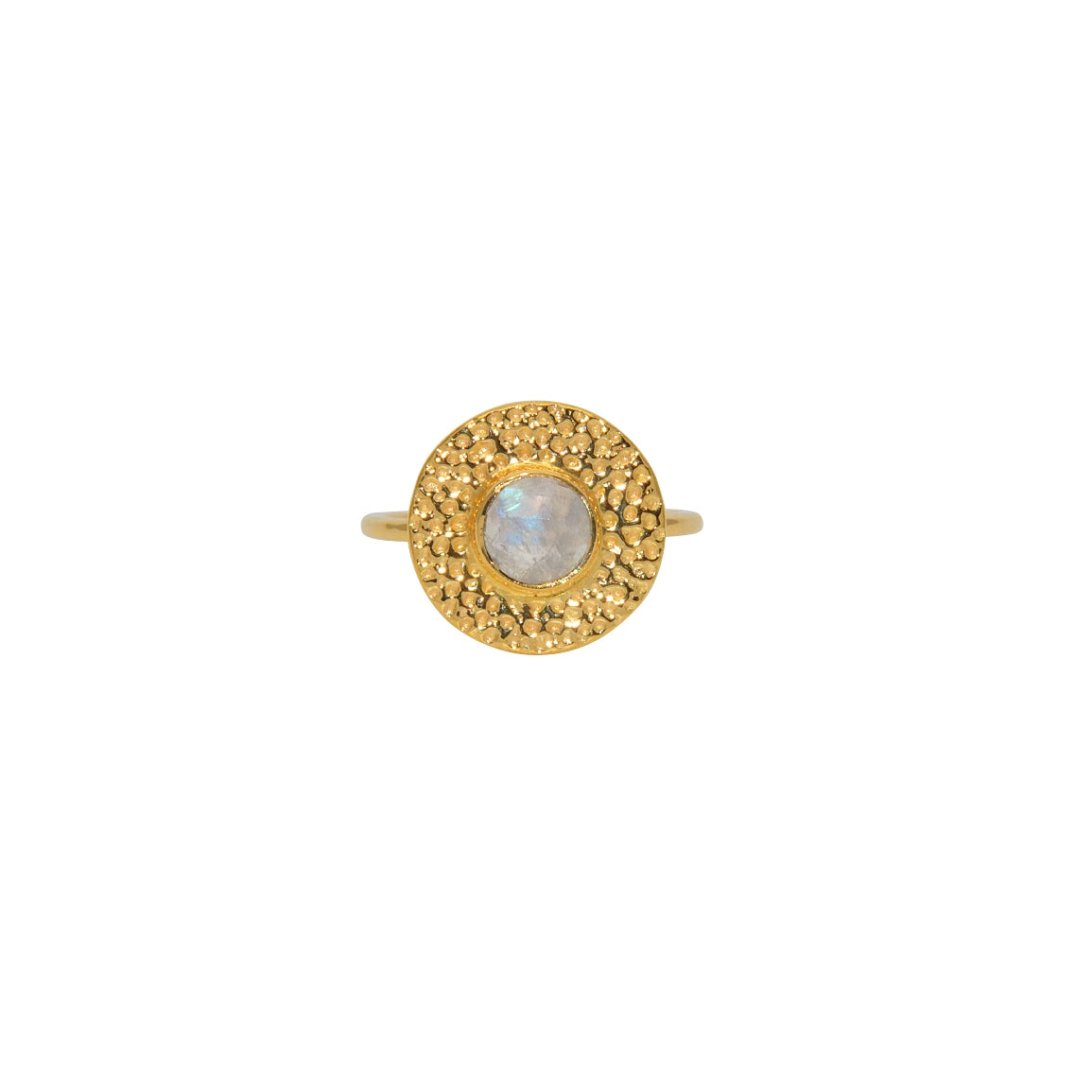 Bague dorée ronde martelée et pierre - 50 / PIERRE DE LUNE