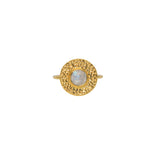 Bague dorée ronde martelée et pierre - 50 / PIERRE DE LUNE