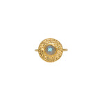 Bague dorée ronde martelée et pierre - 50 / LABRADORITE