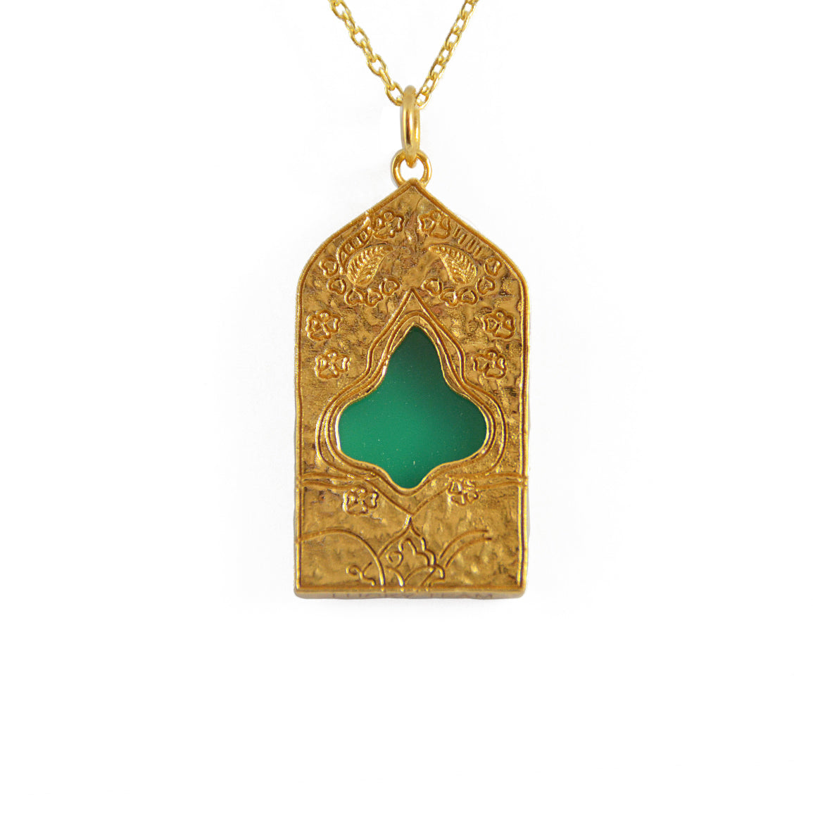 Collier dorée taj mahal et onyx verte - ONYX VERTE