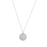 Sautoir argent 925 brossé pendentif médaille martelée