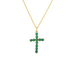 Collier doré croix en pierres naturelles - ONYX VERTE