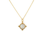 Collier doré pierre cabochon et zircons - PIERRE DE LUNE