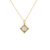 Collier doré pierre cabochon et zircons - PIERRE DE LUNE