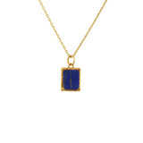 Collier dorée pendentif texturé et pierre rectangulaire -