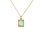Collier dorée pendentif texturé et pierre rectangulaire -