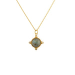 Collier doré pierre cabochon et zircons - LABRADORITE
