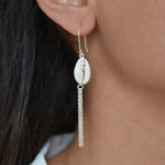 Boucles d’oreilles argent 925 cauri et zircons