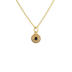 Collier doré petite médaille ronde pierre et zircons - ONYX
