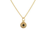 Collier doré petite médaille ronde pierre et zircons - ONYX