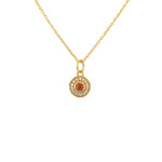 Collier doré petite médaille ronde pierre et zircons - ONYX