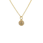 Collier doré petite médaille ronde pierre et zircons -