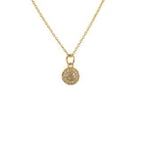 Collier doré petite médaille ronde pierre et zircons -