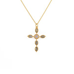Collier doré croix gipsy pierres - PIERRE DE LUNE &