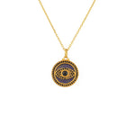 Collier doré onyx noire oeil labradorite et zircons - LAPIS