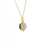 Collier dorée sphere deux pierres - PIERRE DE LUNE &