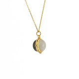Collier dorée sphere deux pierres - PIERRE DE LUNE &