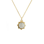 Collier dorée sphere deux pierres