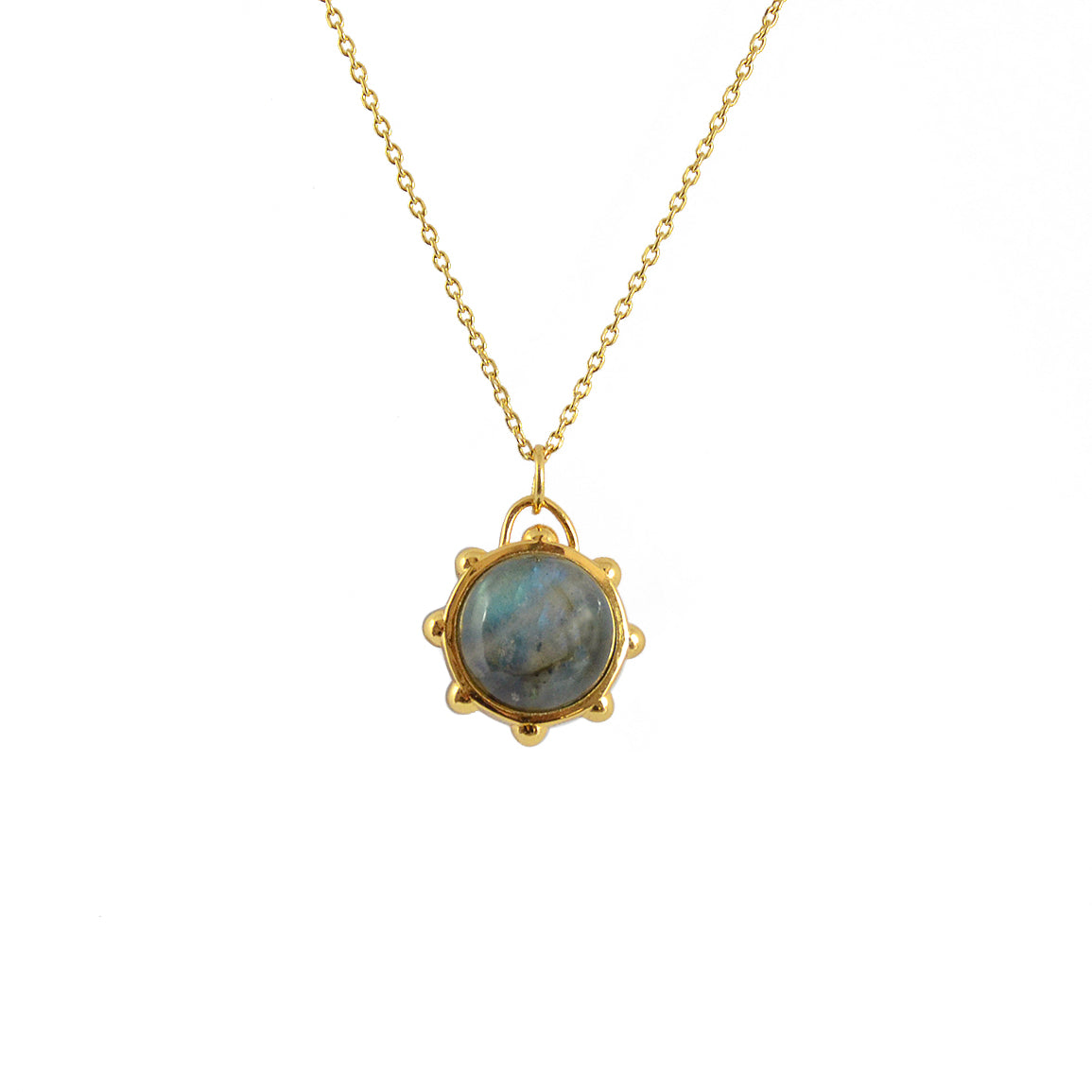 Collier dorée sphere deux pierres