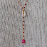Chapelet doré rubis cauri et zircons