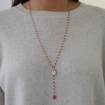 Chapelet doré rubis cauri et zircons