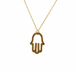 Collier main de fatma dorée texturée