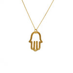 Collier main de fatma dorée texturée