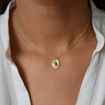 Collier doré pendentif brossé et pierre goutte - LABRADORITE