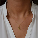 Collier doré demi lune martelée et zircon