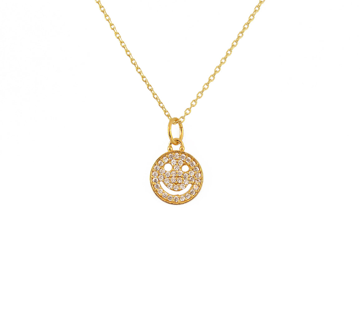 Collier doré smile zircons - ZIRCONS BLANCS