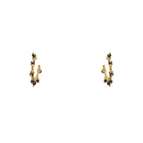 Mini créoles dorées et pierres en soleil - ONYX NOIRE