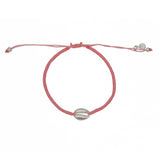 Pink cord bracelet and 925 silver cowrie shell