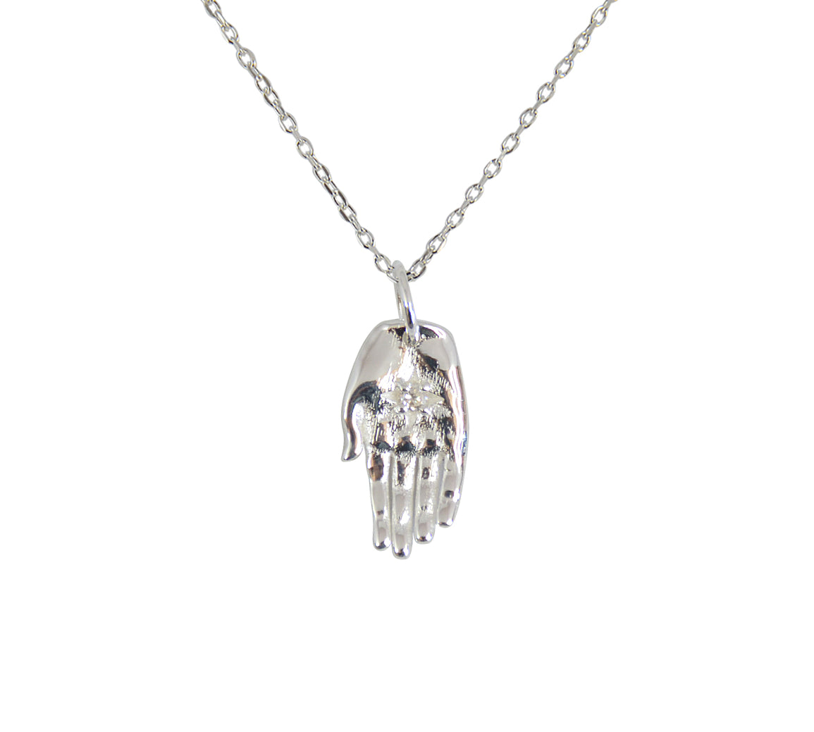 Collier argent 925 main et zircon