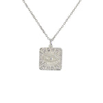 Collier argent 925 plaque carrée et oeil