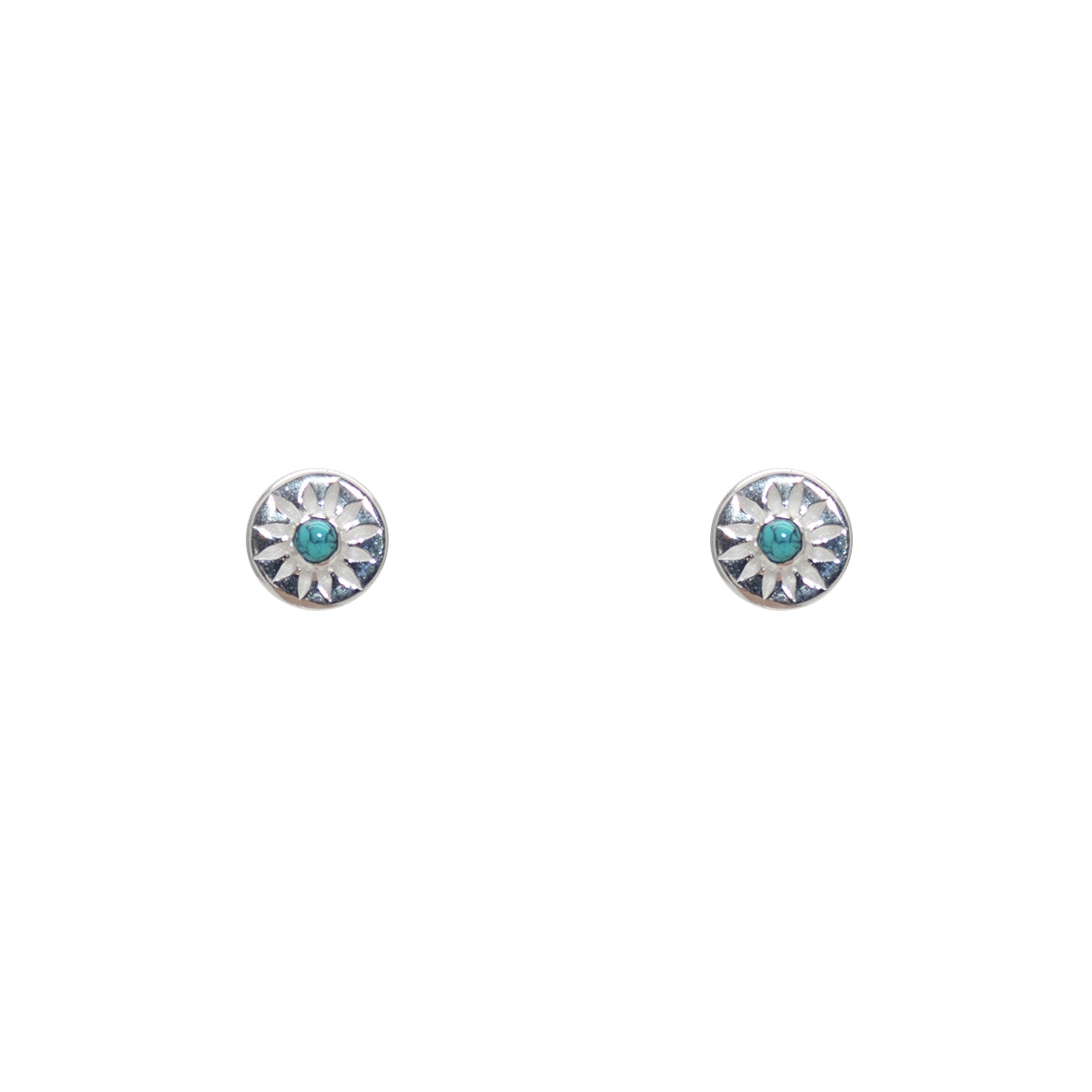 Boucles d’oreilles argent 925 soleil et pierre - TURQUOISE