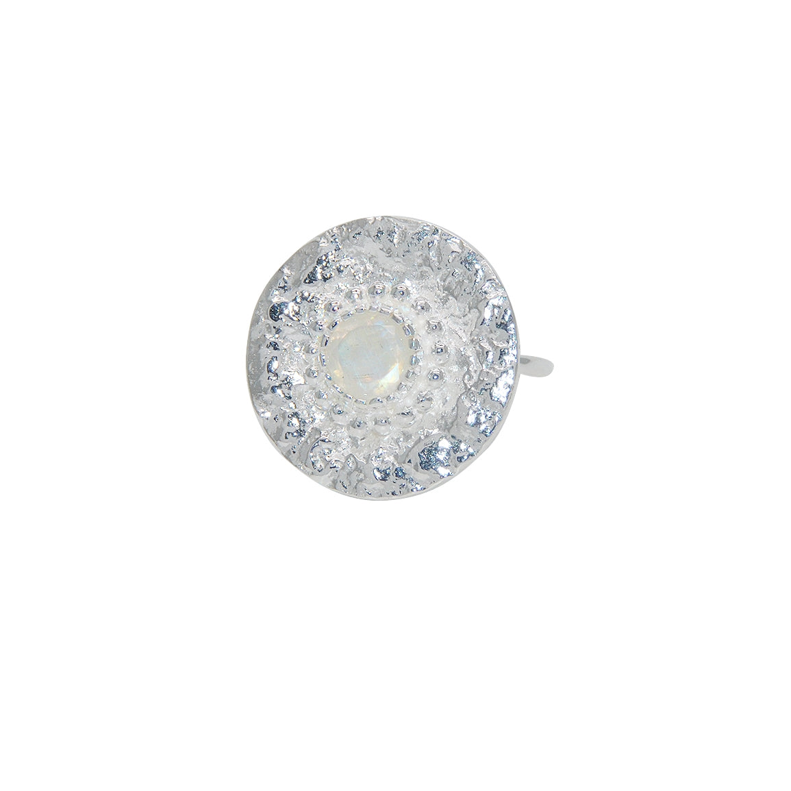 Bague ronde argent 925 martelée et pierre - 50 / PIERRE DE