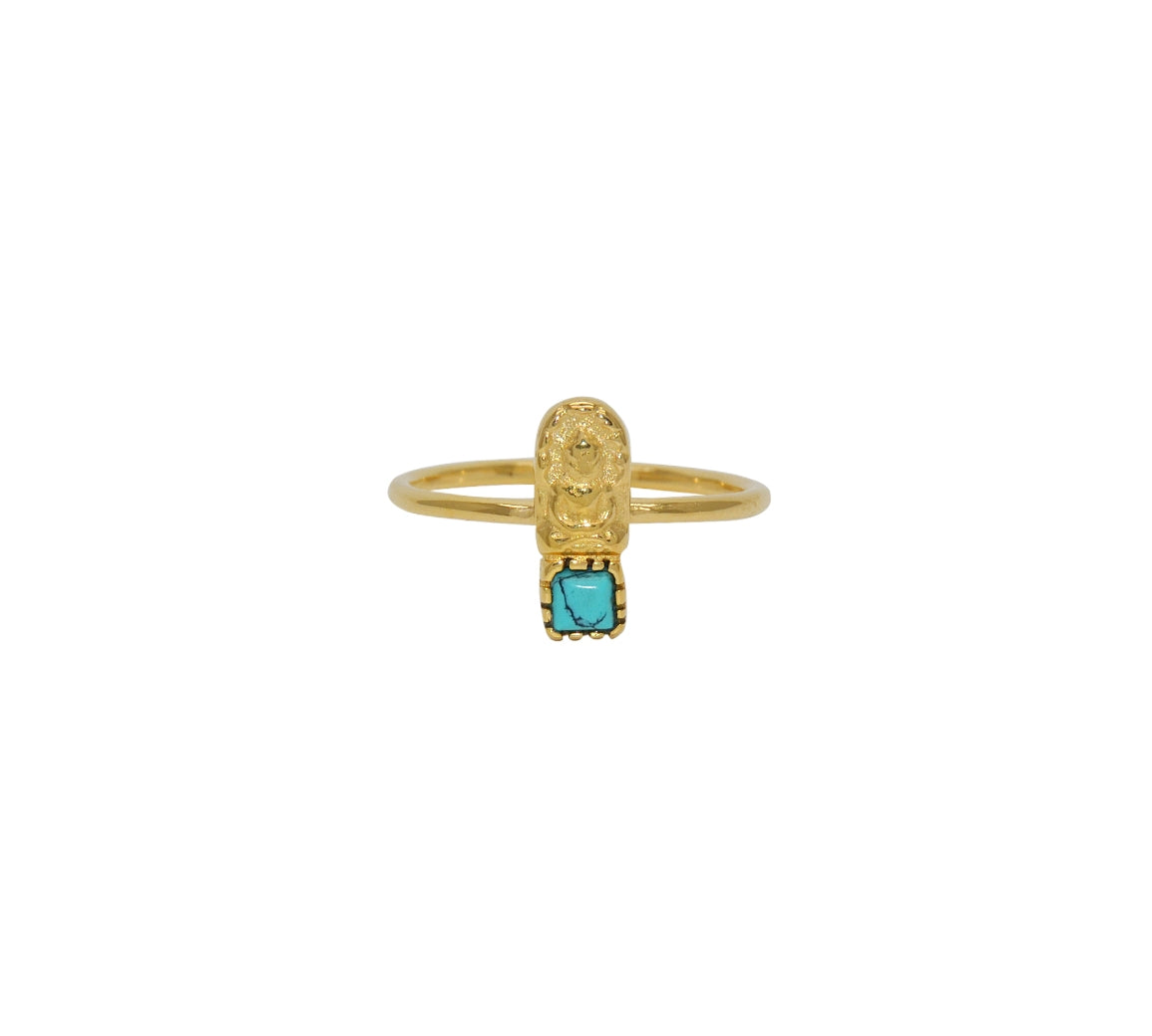Bague bouddha dorée à l’or fin 18k - 50 / TURQUOISE - Bagues