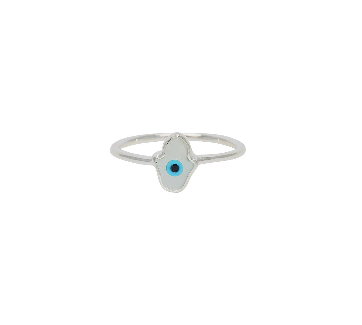 Bague argent 925 main de fatma oeil nacre - Bagues