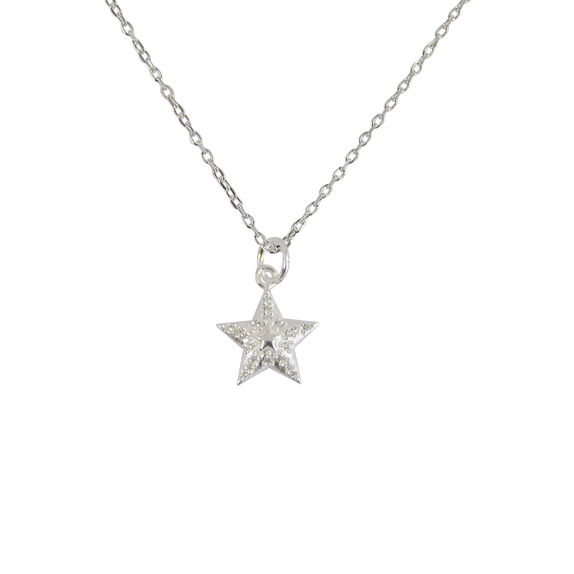 Collier étoile argent 925 et zircons blancs