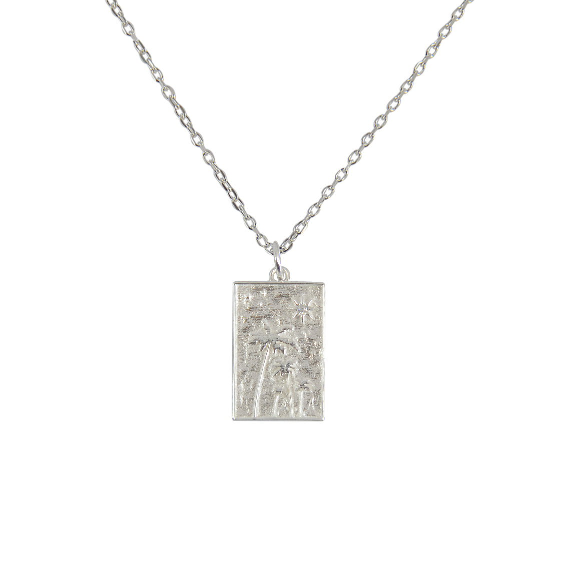 Collier plaque argent 925 palmiers