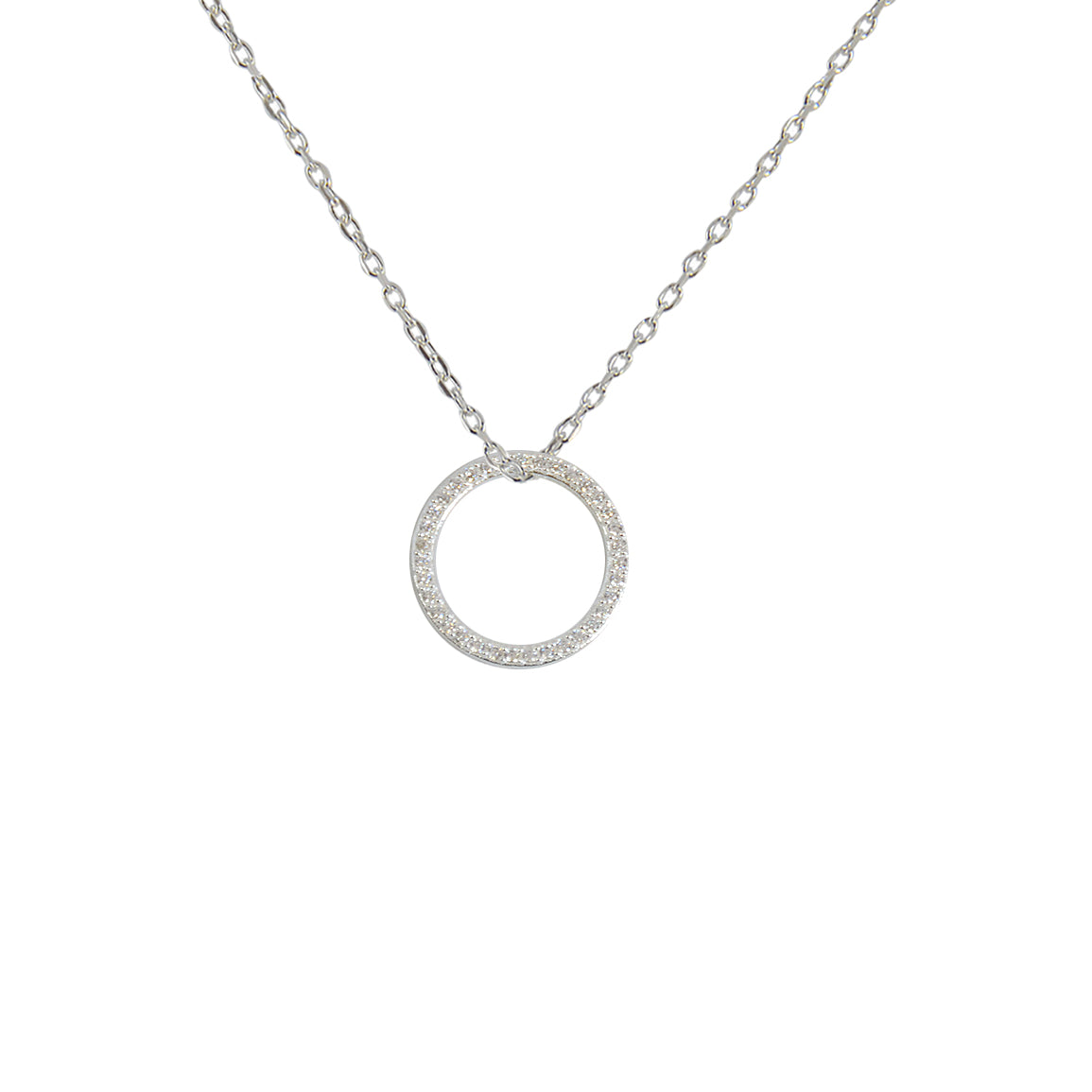 Collier argent 925 anneau zircons (S M L XL) - S