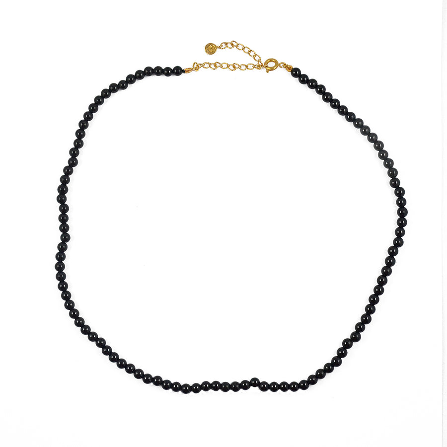 Collier perles agate noire