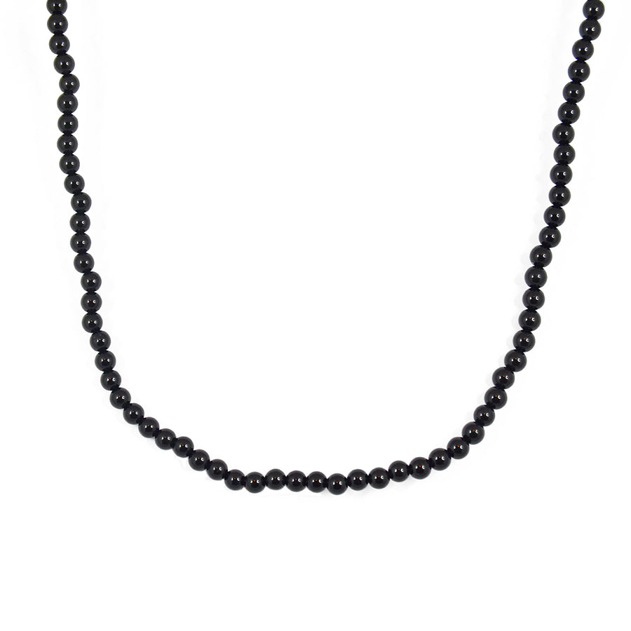 Collier perles agate noire