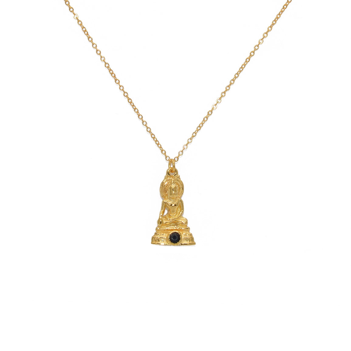 Collier doré bouddha et pierre - ONYX NOIRE