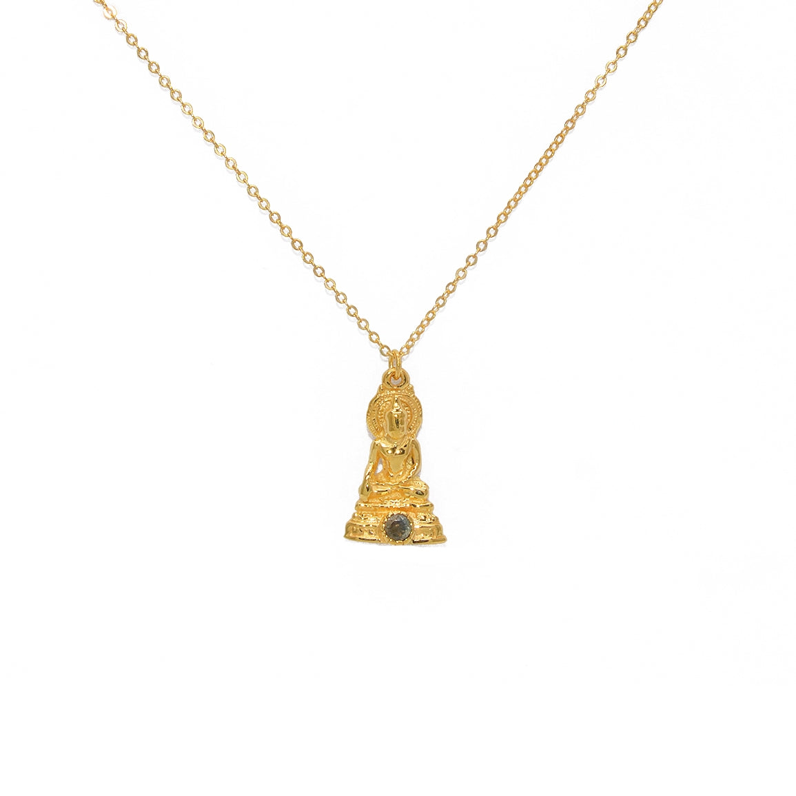 Collier doré bouddha et pierre - LABRADORITE
