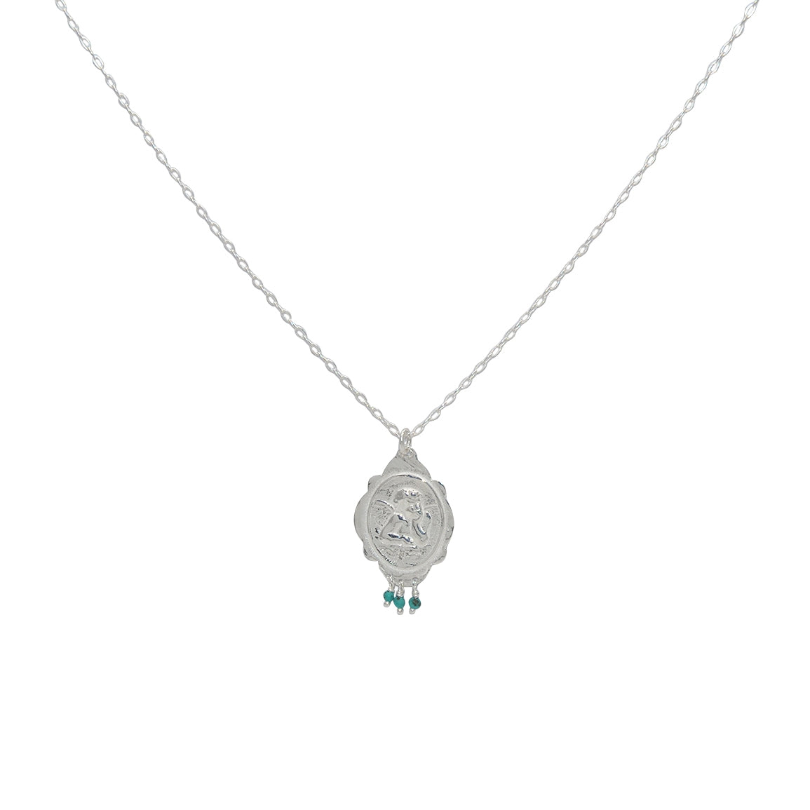 Collier argent 925 ange et turquoise