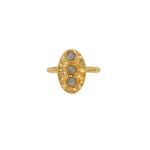 Bague dorée martelée ovale et trio de pierres - 50 /