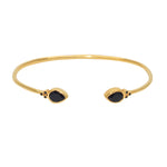 Jonc ouvert doré pierres goutte et zircons - ONYX NOIRE