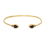 Jonc ouvert doré pierres goutte et zircons - ONYX NOIRE