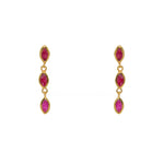 Boucles dorées et trio pierres gouttes - RUBIS